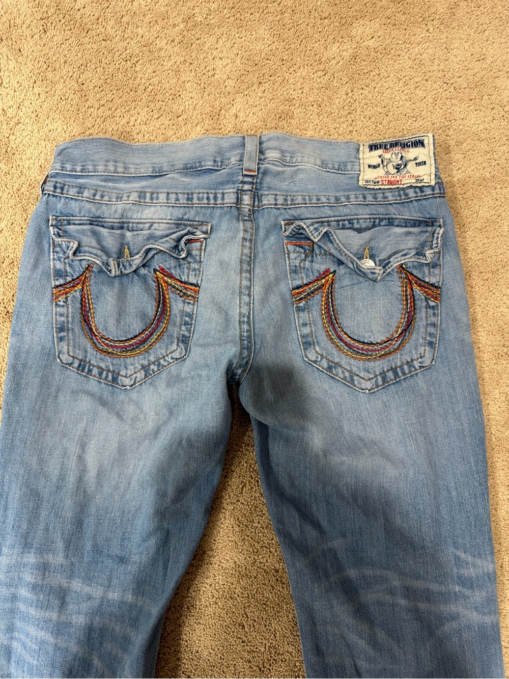 Vintage True Religion Light Blue Embroidered Back-Pocket Jeans